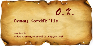 Ormay Kordélia névjegykártya
